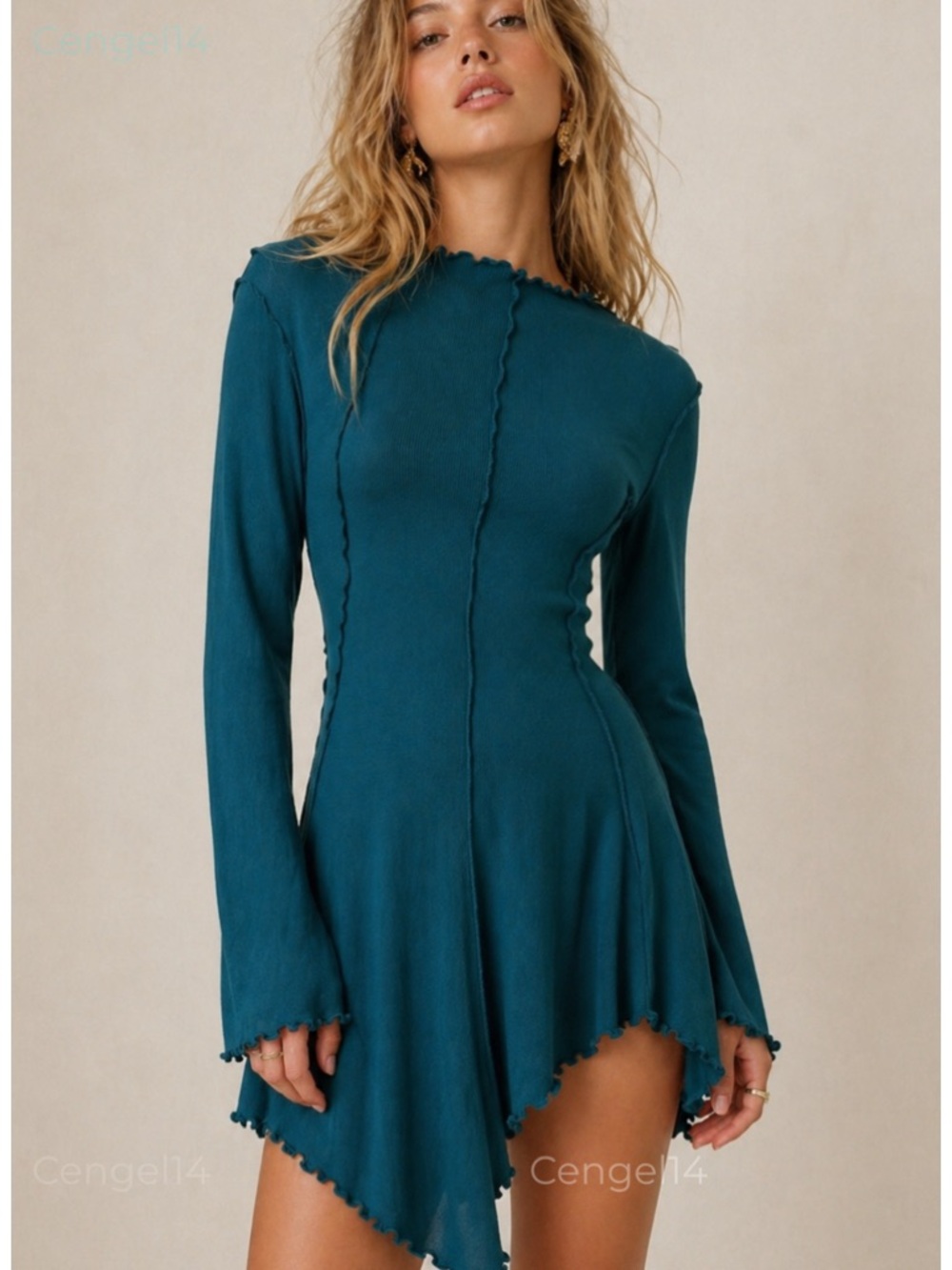 Free People Full Swing Mini Dress Teal Blue Green XS NWOT Boho